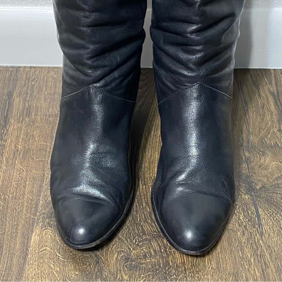 Leather Black Kitten Heel Boots - Picture 2 of 7